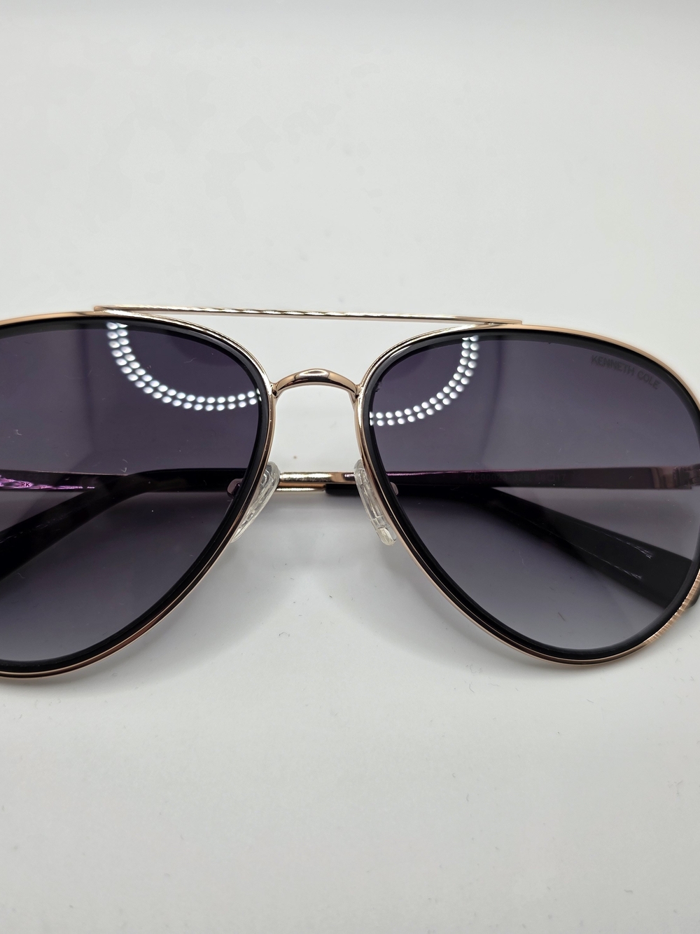 Kenneth Cole Rose Gold Aviator Sunglasses with Dark Gradient Lenses